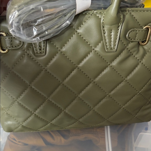 Olive Quilted Vegan Leather Handbag - Picture 3 of 15